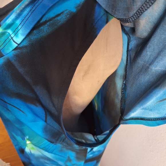 Worthington Black and Blue Print Patterned Dressy Blouse Size XL - Picture 5 of 9